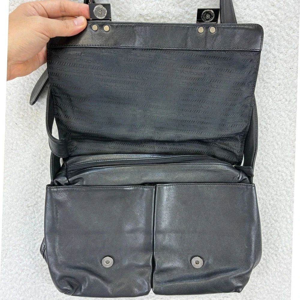 Prada Messenger Bag Men's OS Black Leather Crossbody Italian Designer Luxury